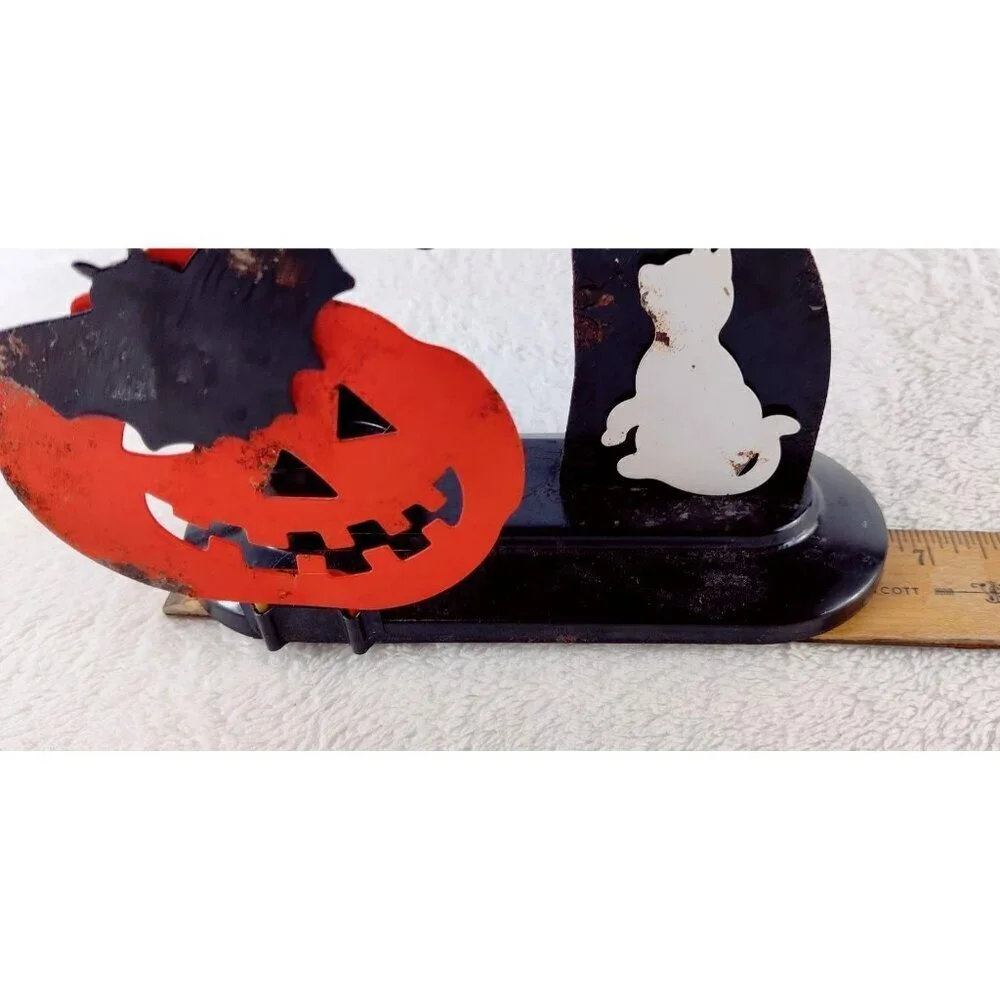 Halloween Vintage Tealight Metal Witch Cat Pumpkin Moon Classic Style Colors 90s